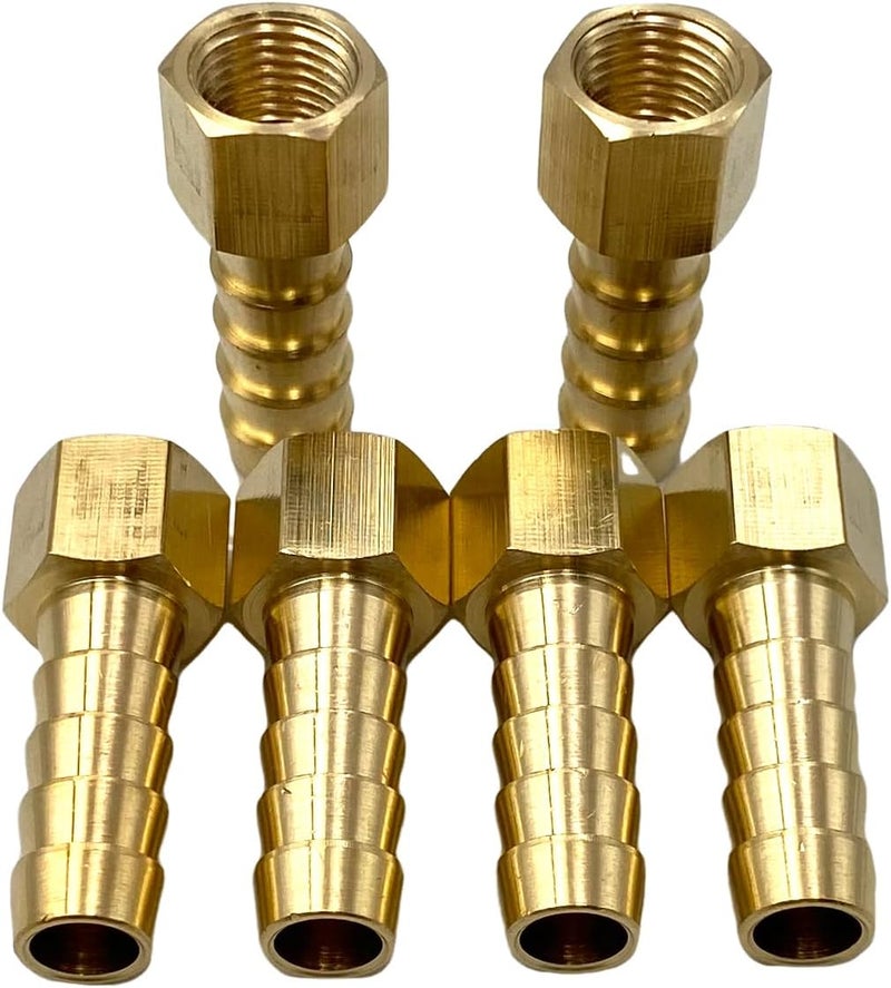 Bumugufu 6 Pcs 1/8" NPT Female x 5/16" Barb Adapter Connectors, Brass 5/16" Barb to 1/8" NPT Female Fittings for Compressor, Fuel, Oil, Gas - Image 3